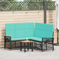 Garten Liegesofa Set Schwarz und Türkis 164 x 164 x 112 cm