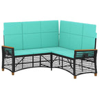 Garten Liegesofa Set Schwarz und Türkis 164 x 164 x 112 cm