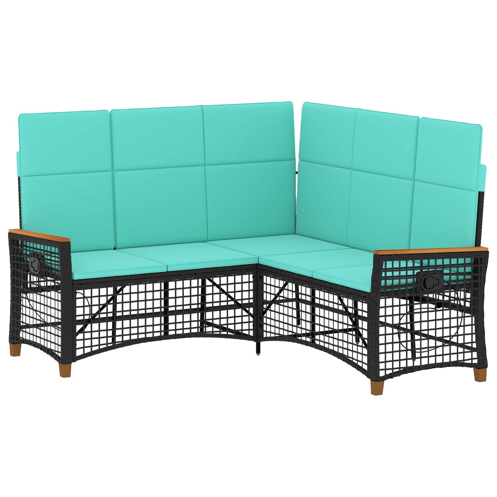 Garten Liegesofa Set Schwarz und Türkis 164 x 164 x 112 cm