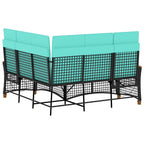 Garten Liegesofa Set Schwarz und Türkis 164 x 164 x 112 cm