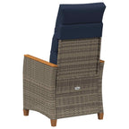 Verstellbarer Gartenstuhl 2 pcs Grau und Marineblau Poly-Rattan