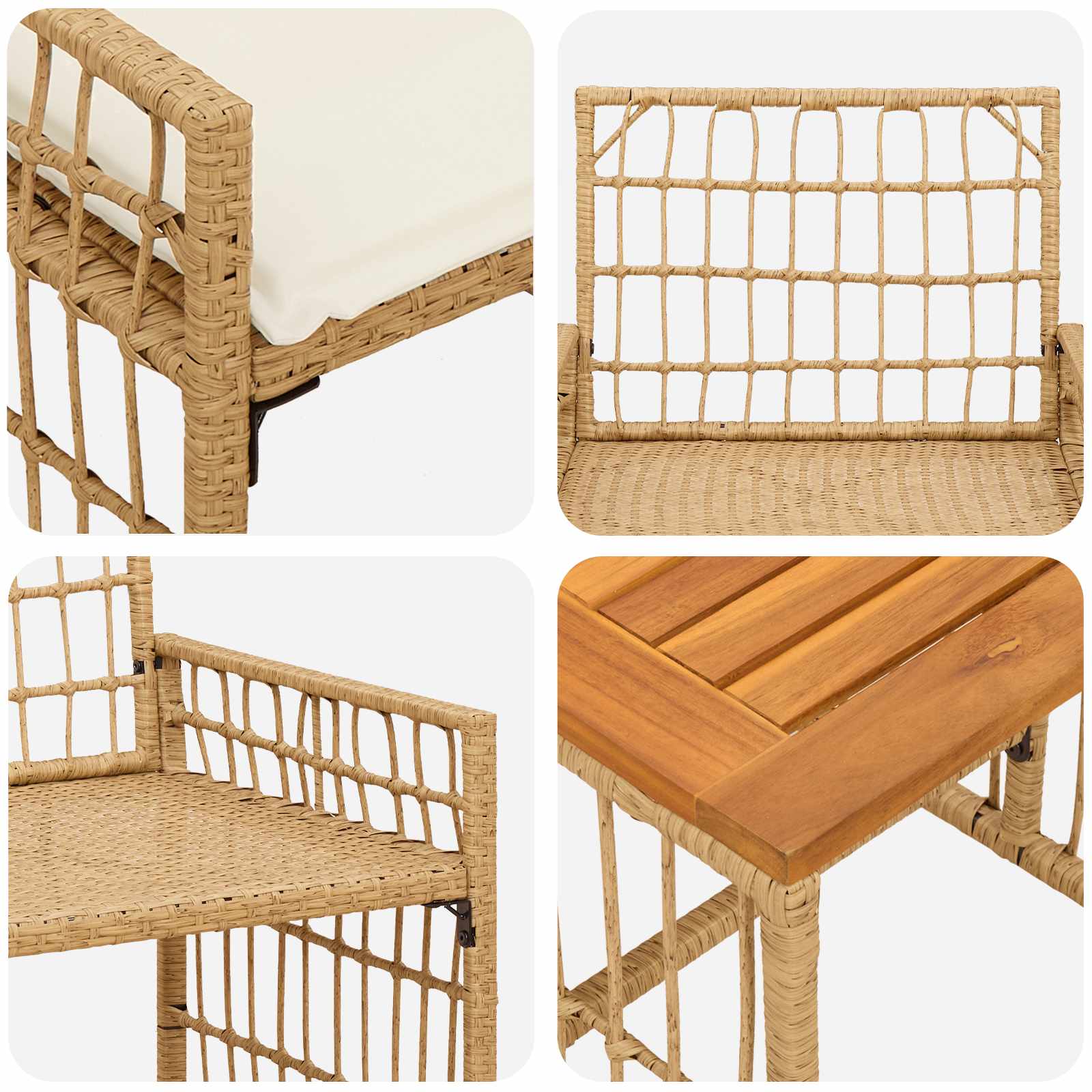 Gartenmöbel Set 5 pcs Natürlich und Cremweiß