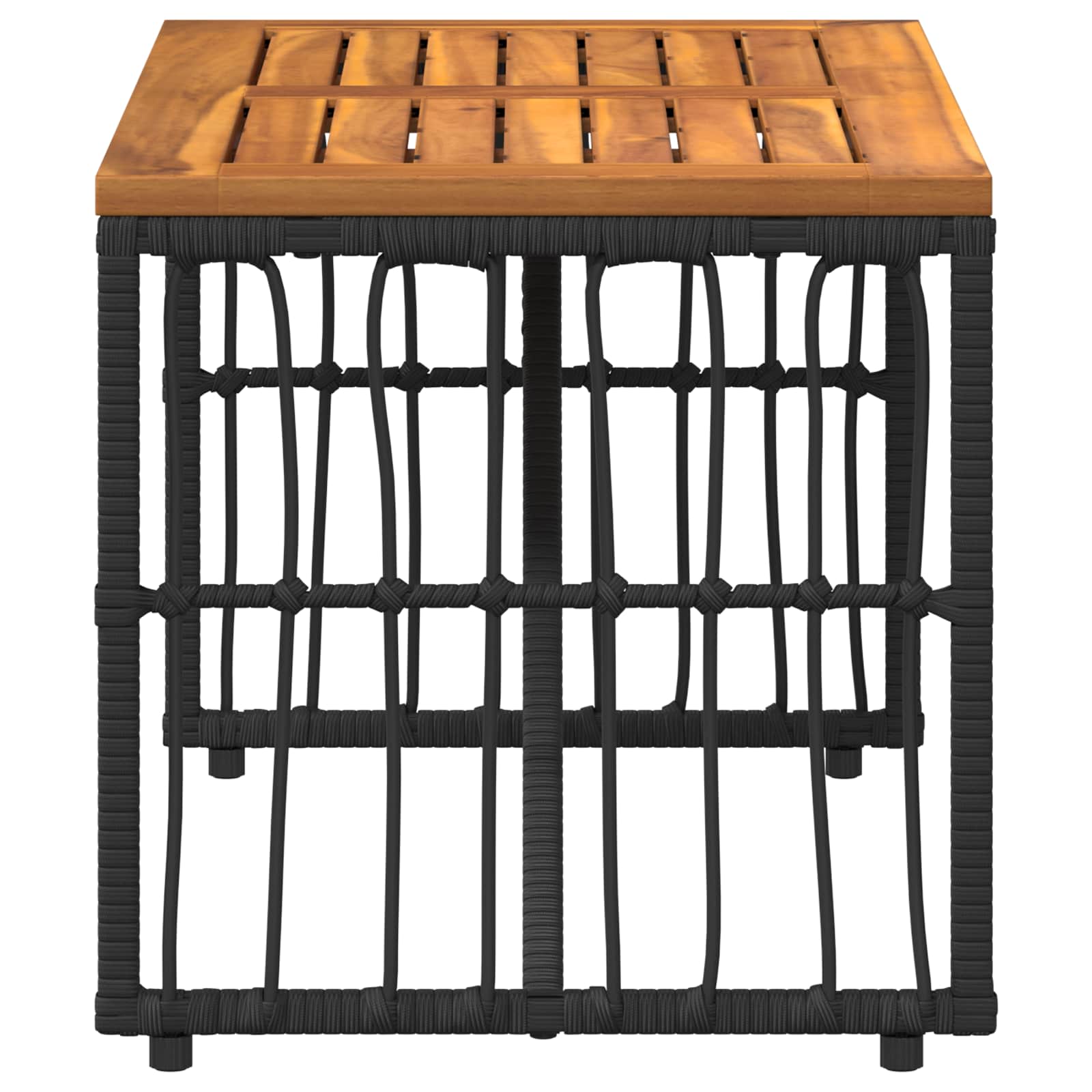 Tisch für Outdoor Schwarz 80 x 40 x 40 cm Stahl und Poly Rattan