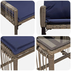 Gartenmöbel Set 11 pcs Grau und Marineblau Poly-Rattan