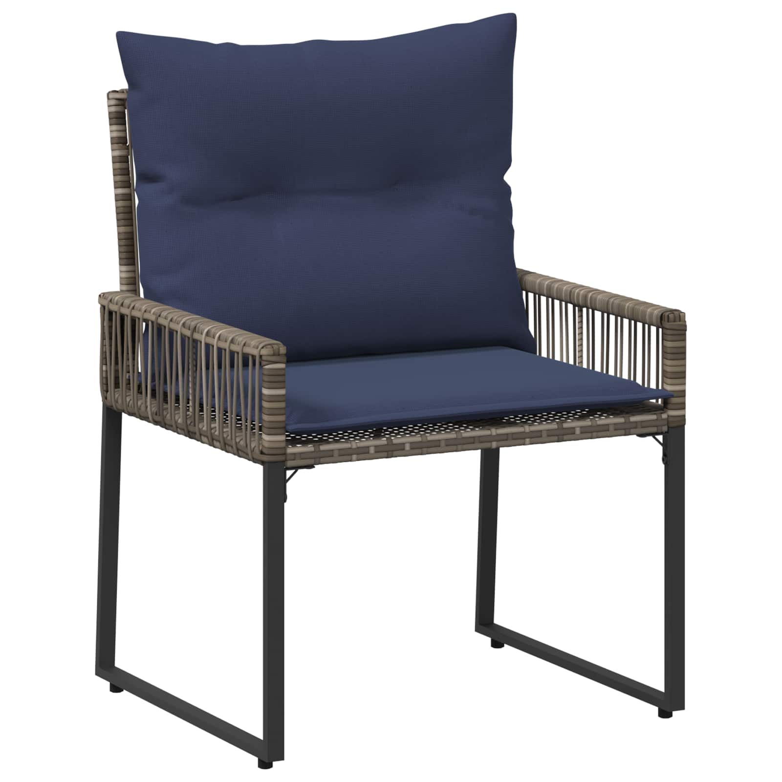 Gartenmöbel Set 11 pcs Grau und Marineblau Poly-Rattan