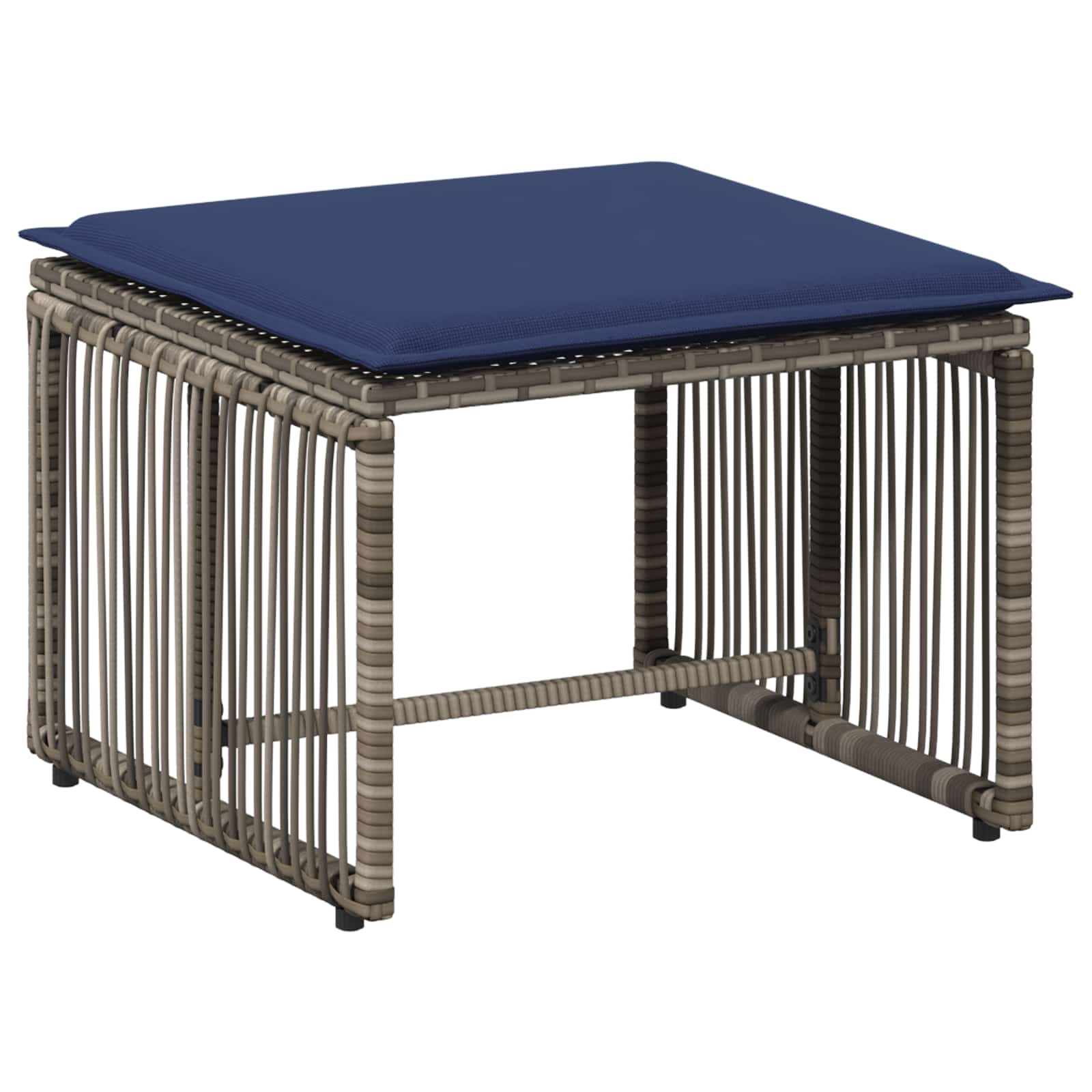 Gartenmöbel Set 11 pcs Grau und Marineblau Poly-Rattan