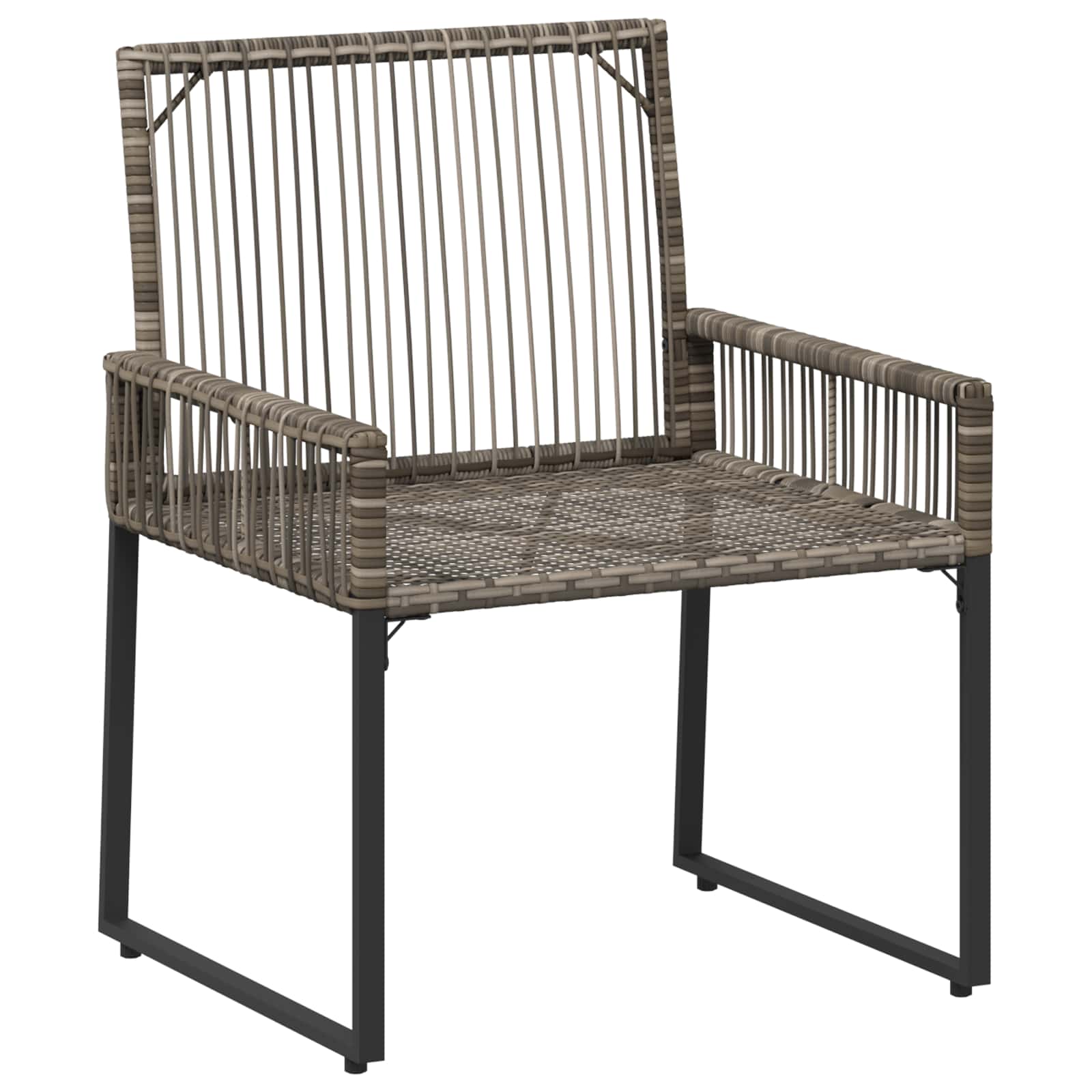 Gartenmöbel Set 11 pcs Grau und Marineblau Poly-Rattan