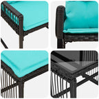 Gartenmöbel Set 11 pcs Schwarz und Türkis Poly-Rattan