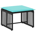 Gartenmöbel Set 11 pcs Schwarz und Türkis Poly-Rattan