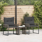 Gartenmöbel Set 7 pcs Grau und Dunkelgrau Poly-Rattan