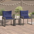 Gartenmöbel Set 7 pcs Grau und Marineblau Poly-Rattan