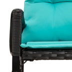 Gartenmöbel Set mit Kissen 7 pcs Schwarz und Türkis Poly-Rattan