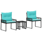 Gartenmöbel Set mit Kissen 7 pcs Schwarz und Türkis Poly-Rattan