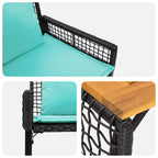 Gartenmöbel-Set mit Kissen 4 pcs Schwarz und Türkis