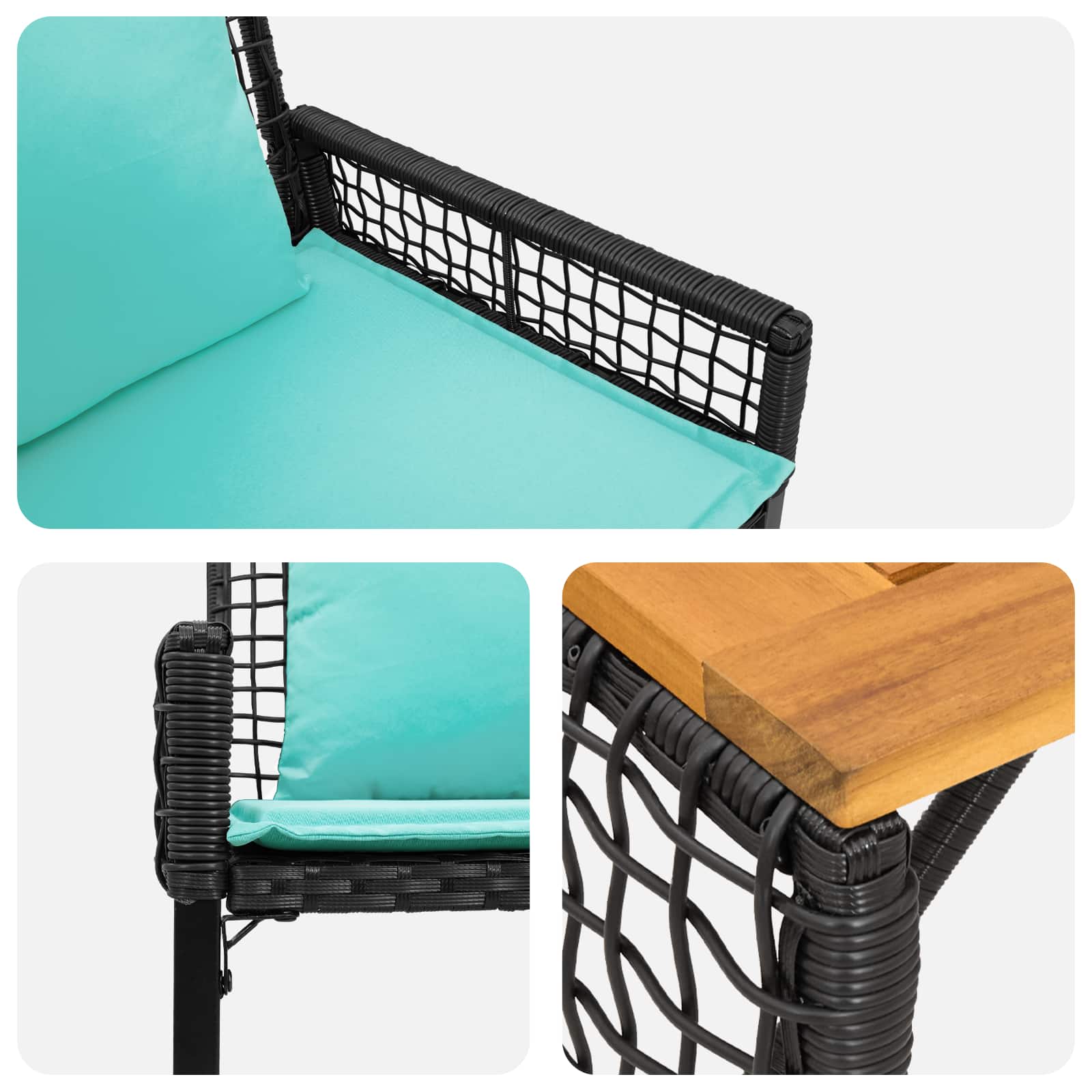 Gartenmöbel-Set mit Kissen 4 pcs Schwarz und Türkis