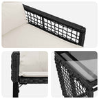 Gartenmöbel-Set mit Kissen 3 pcs Schwarz und Weiß