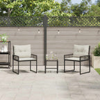 Gartenmöbel-Set mit Kissen 3 pcs Schwarz und Weiß