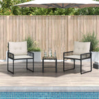 Gartenmöbel-Set mit Kissen 3 pcs Schwarz und Weiß