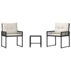 Gartenmöbel-Set mit Kissen 3 pcs Schwarz und Weiß