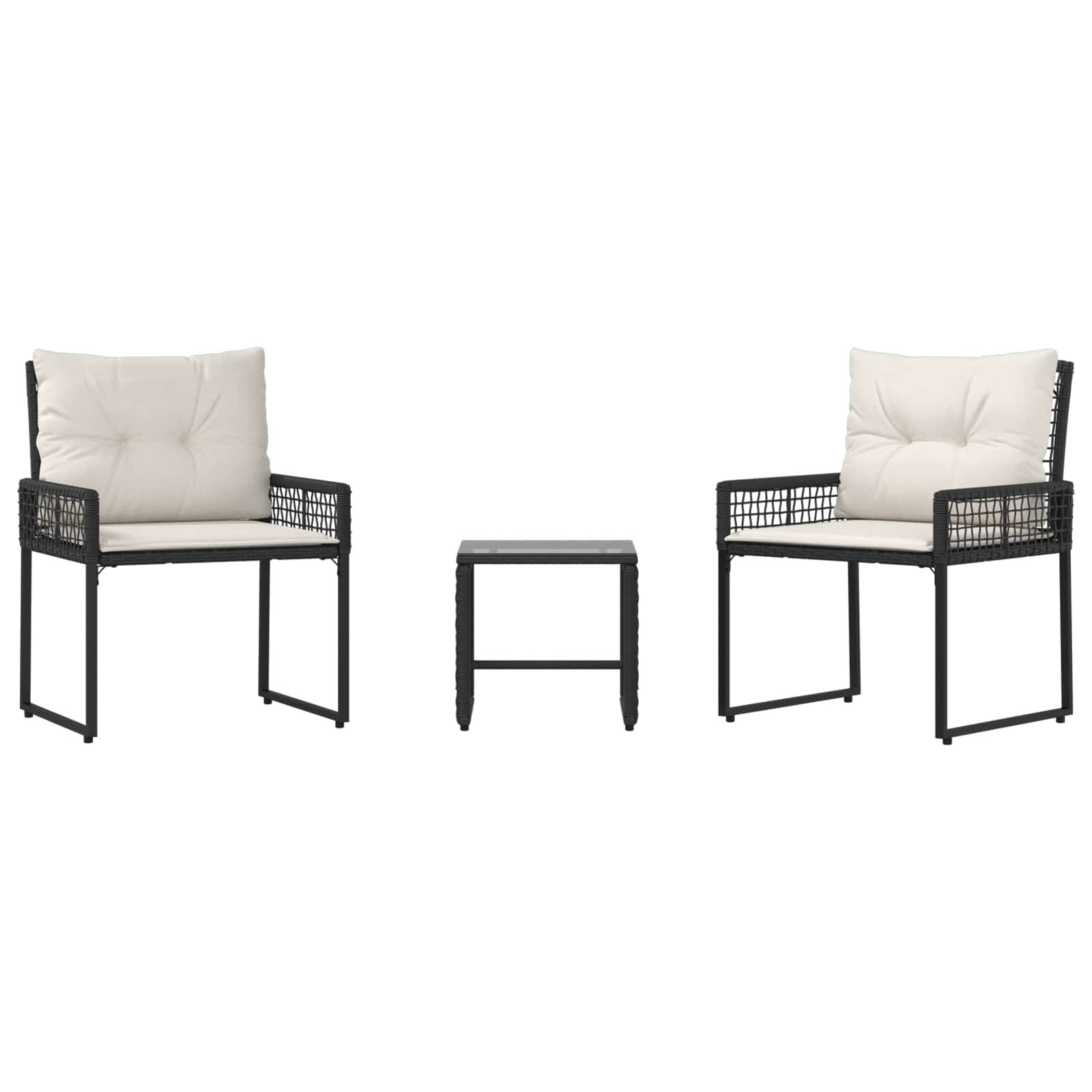 Gartenmöbel-Set mit Kissen 3 pcs Schwarz und Weiß