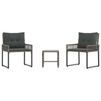 Gartenmöbel-Set mit Kissen 3 pcs Grau