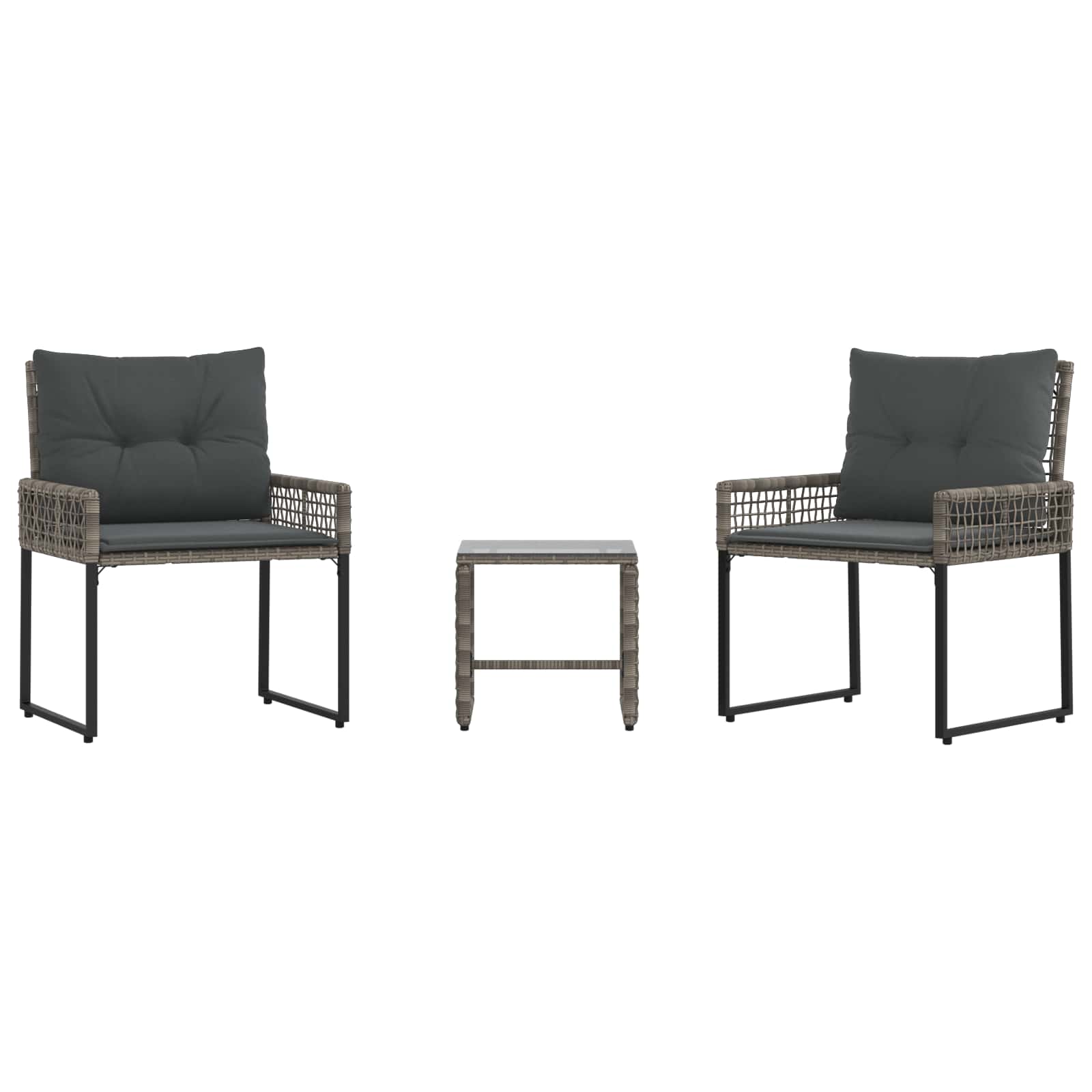 Gartenmöbel-Set mit Kissen 3 pcs Grau