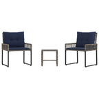 Gartenmöbel-Set mit Kissen 3 pcs Grau und Marineblau