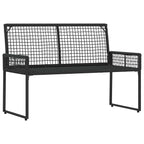 Bank Outdoor mit Kissen Schwarz und Cremeweiß 118 x 55 x 82 cm