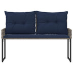 Bank Outdoor mit Kissen Grau und Marine 118 x 55 x 82 cm