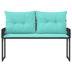 Bank Outdoor mit Kissen Schwarz und Türkis 118 x 55 x 82 cm