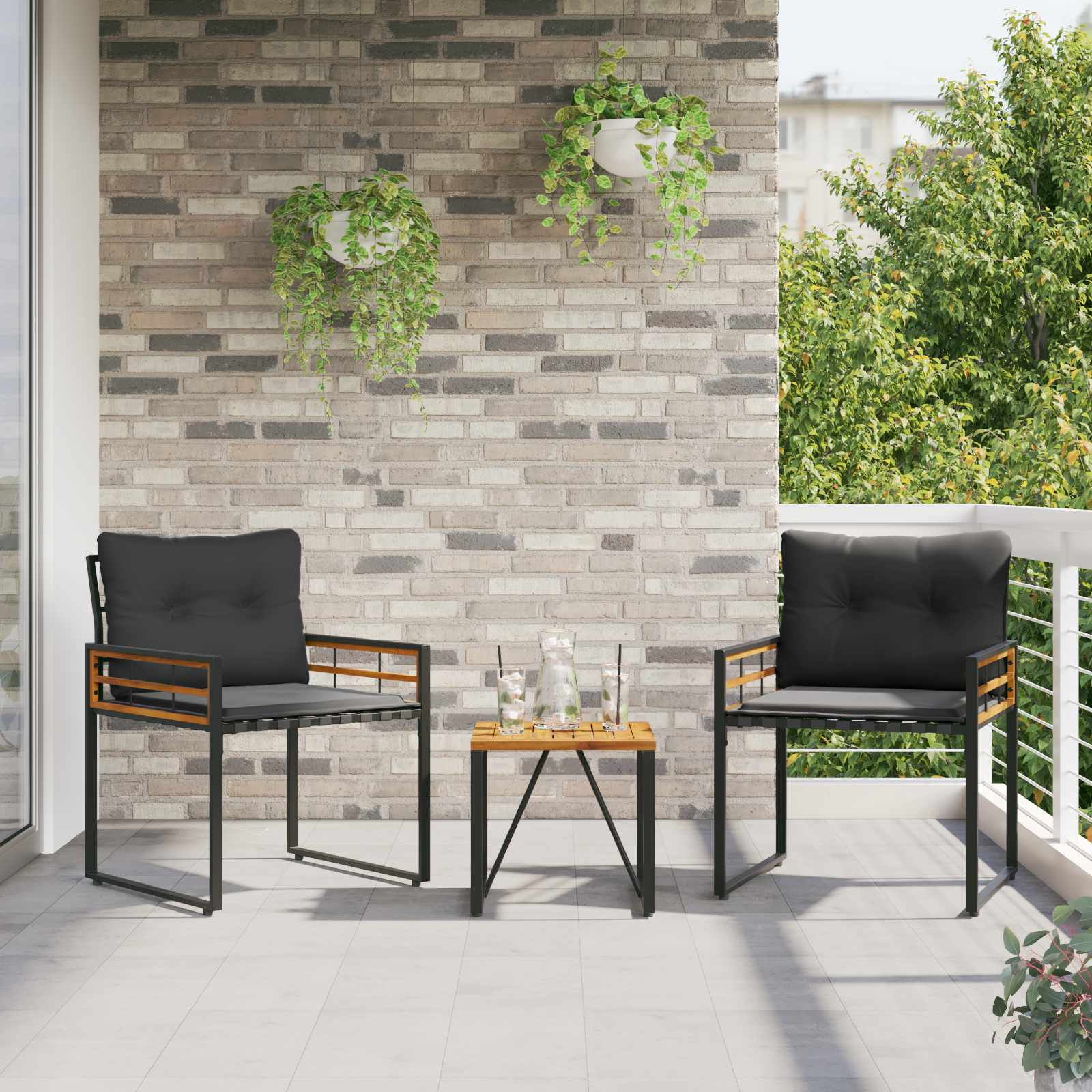 Gartenmöbel Set mit Kissen 3 pcs Blassgrau
