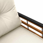 Holz-Lagenbank mit Kissen Uni mit Kissen Creme 114 x 55 x 77 cm