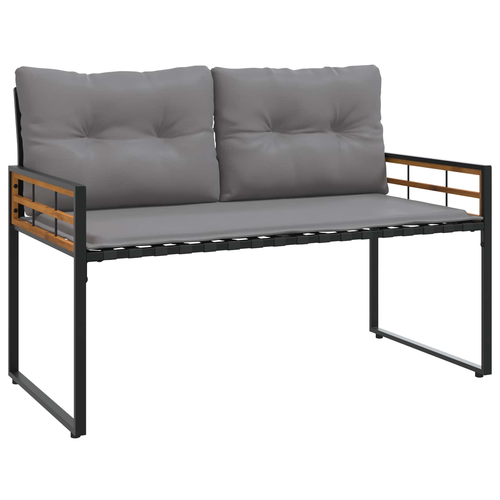 Holz-Lagenbank mit Kissen Uni Hellgrau 114 x 55 x 77 cm