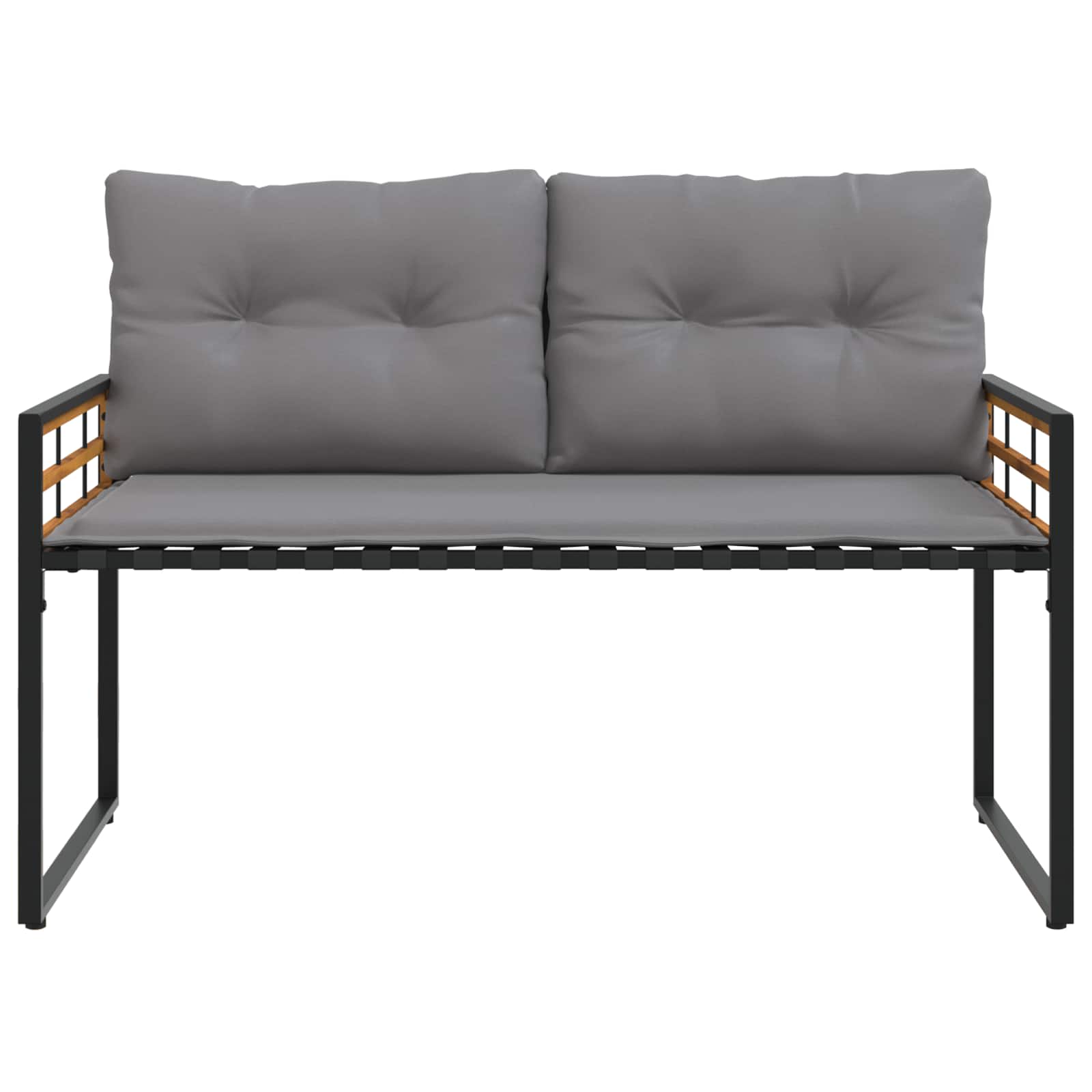 Holz-Lagenbank mit Kissen Uni Hellgrau 114 x 55 x 77 cm