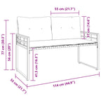 Holz-Lagenbank mit Kissen Uni Hellgrau 114 x 55 x 77 cm