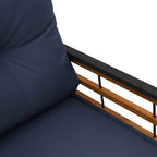 Holz-Lagenbank mit Kissen Uni Marineblau 114 x 55 x 77 cm