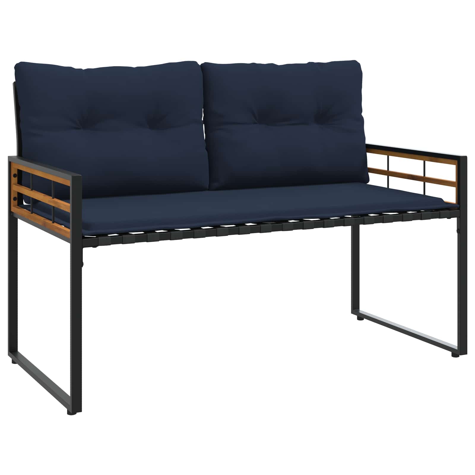 Holz-Lagenbank mit Kissen Uni Marineblau 114 x 55 x 77 cm