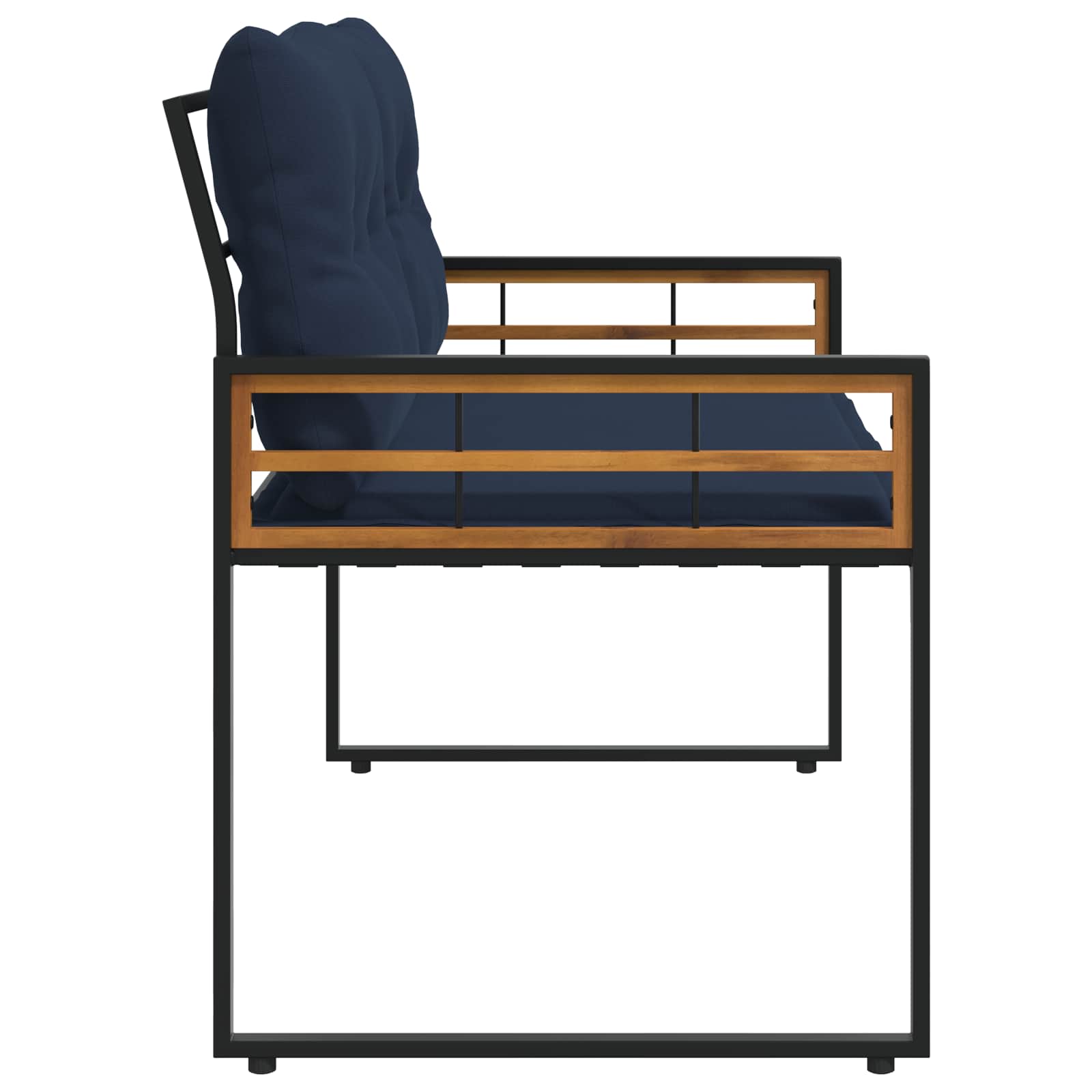 Holz-Lagenbank mit Kissen Uni Marineblau 114 x 55 x 77 cm