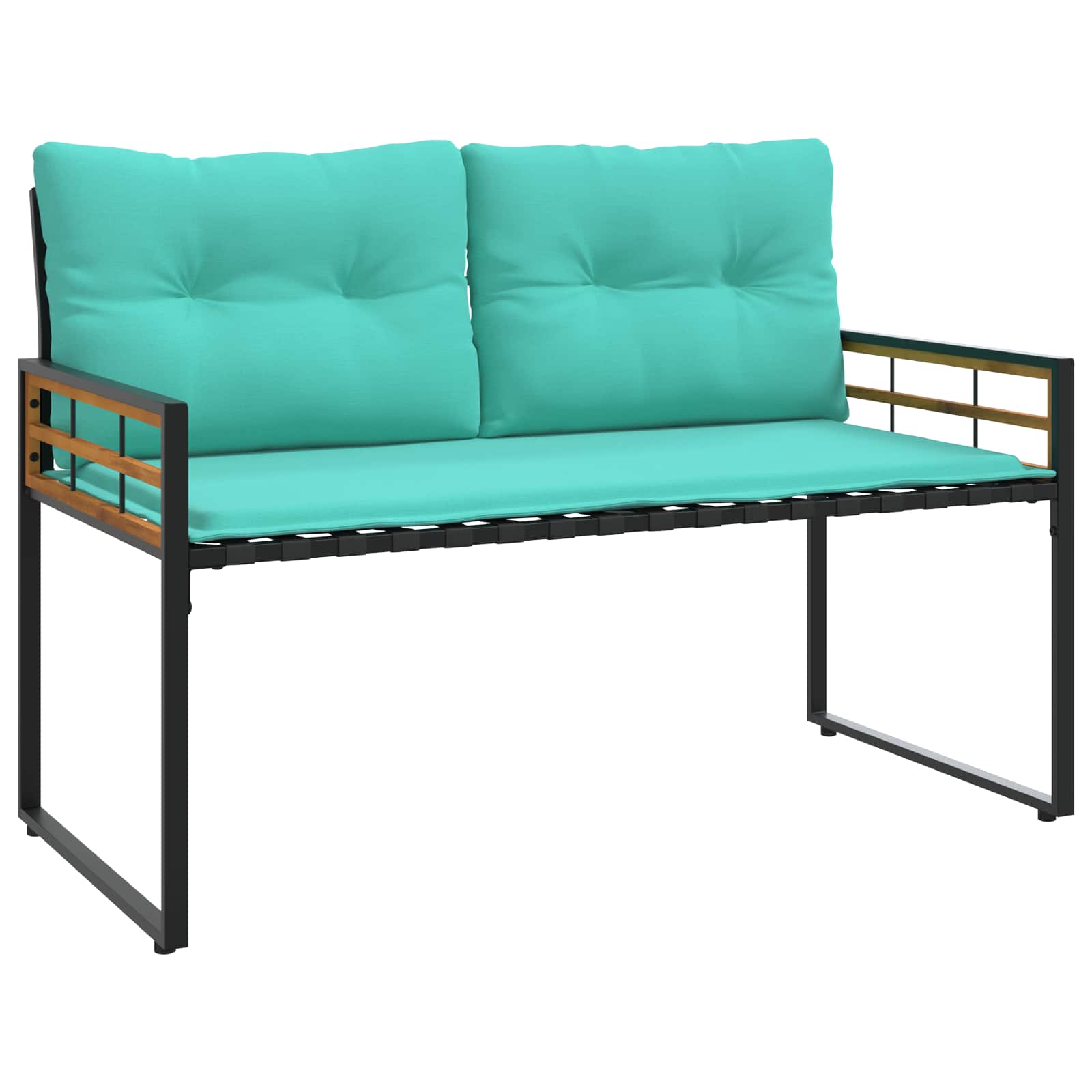 Holz-Lagenbank mit Kissen Uni Türkis 114 x 55 x 77 cm
