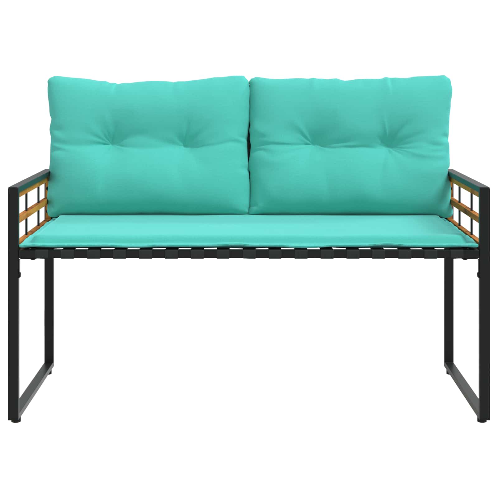 Holz-Lagenbank mit Kissen Uni Türkis 114 x 55 x 77 cm