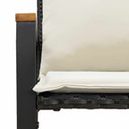 Bank mit Kissen Schwarz und Cremeweiß 115 x 65 x 72 cm Rattan