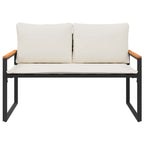 Bank mit Kissen Schwarz und Cremeweiß 115 x 65 x 72 cm Rattan