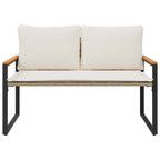 Bank mit Kissen Beige und Cremeweiß 115 x 65 x 72 cm Rattan