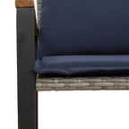 Bank mit Kissen Grau und Marineblau 115 x 65 x 72 cm Rattan