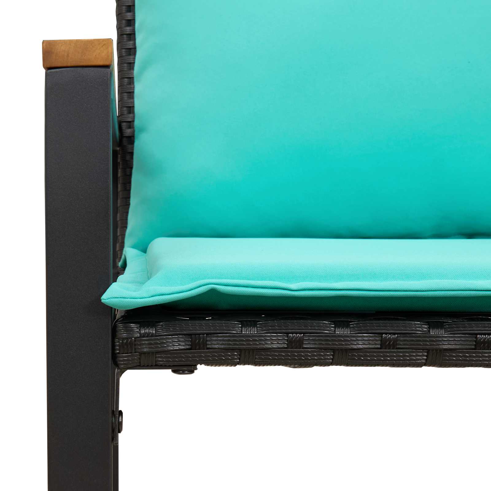 Bank mit Kissen Schwarz und Türkis 115 x 65 x 72 cm Rattan