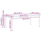 Esstisch Natur 200 x 100 x 75 cm Massives Kiefernholz