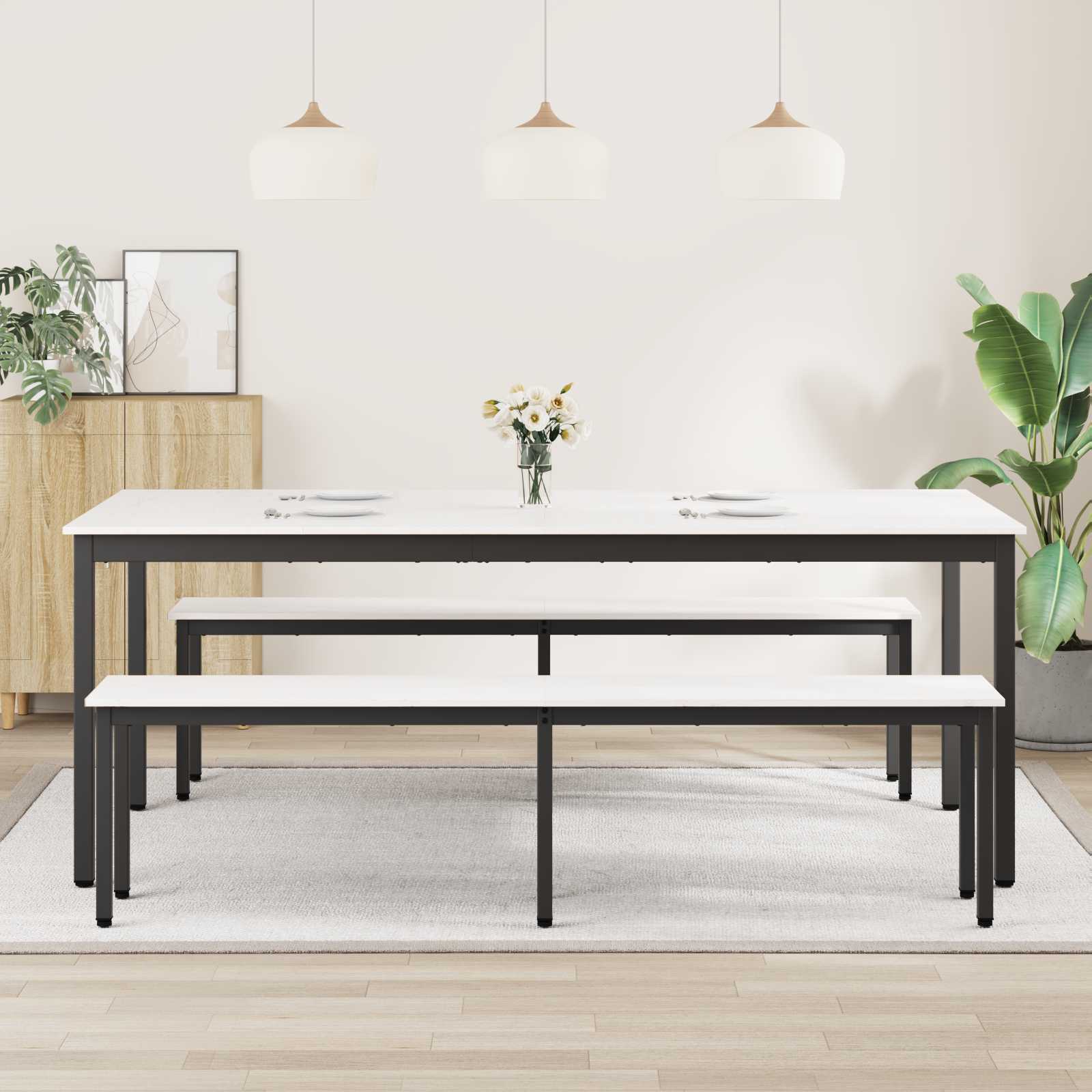 Esstisch Weiß 200 x 100 x 75 cm Massives Kiefernholz