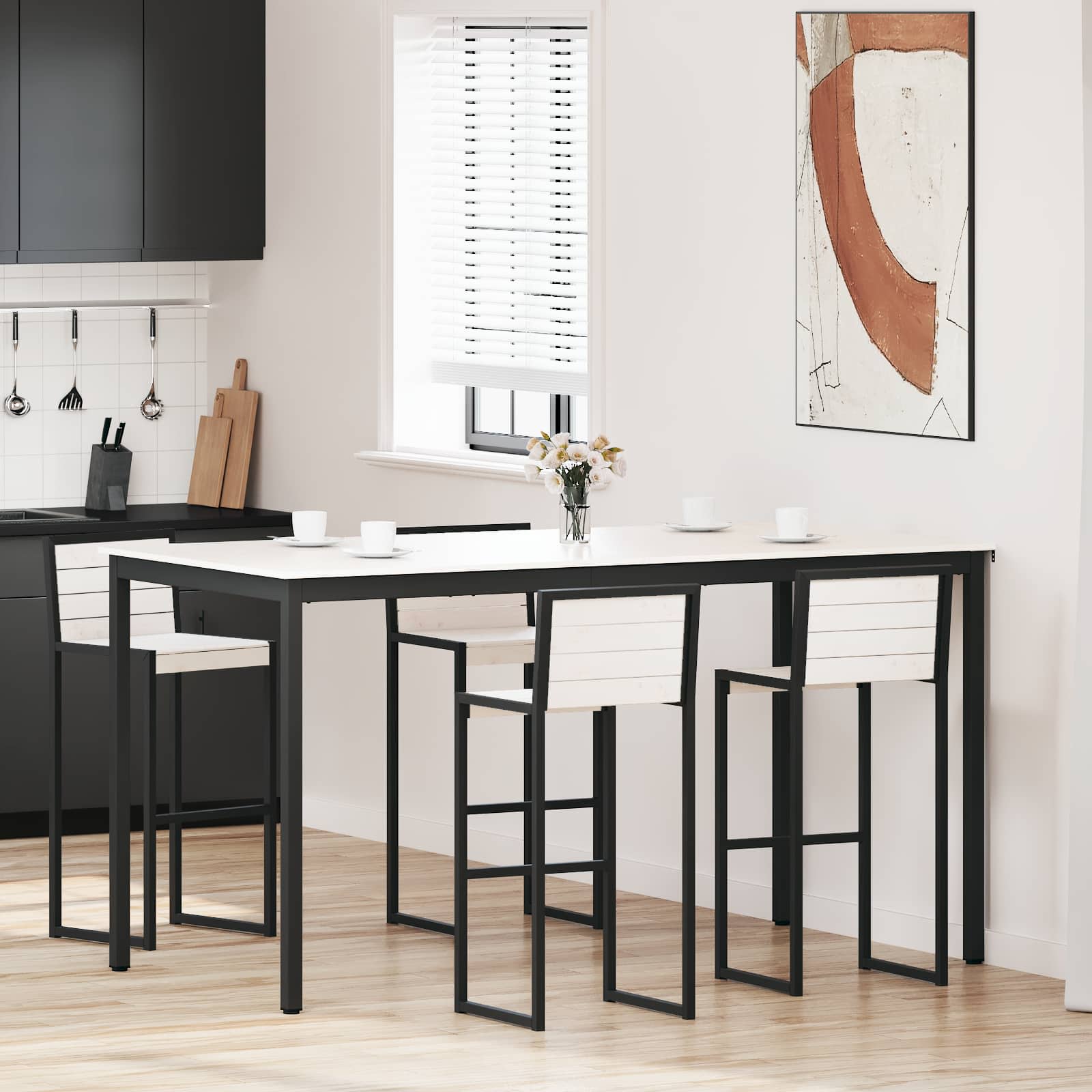 Bartisch Weiß 200 x 100 x 105 cm Massives Kiefernholz
