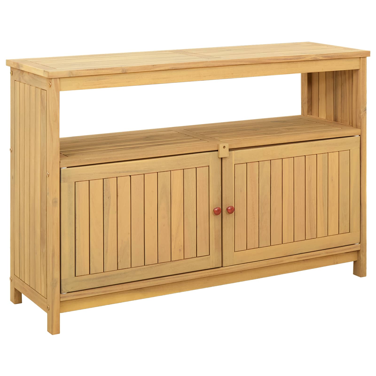 Gartenkonsole Tisch Helles Akazienholz 110 x 35 x 75 cm