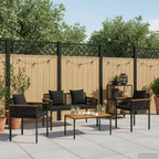 Gartenmöbel Set mit Kissen 4 pcs Schwarz Poly-Rattan